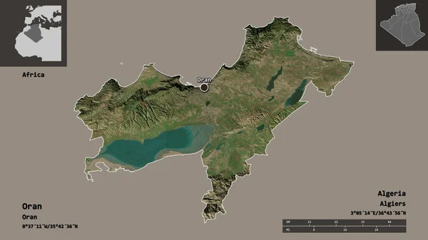 Forma Orán Provincia Argelia Capital Escala Distancia Vistas Previas Etiquetas —  Fotos de Stock