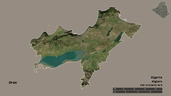 Форма Орана Провинции Алжир Столицей Изолированной Прочном Фоне Дистанционный Масштаб — стоковое фото