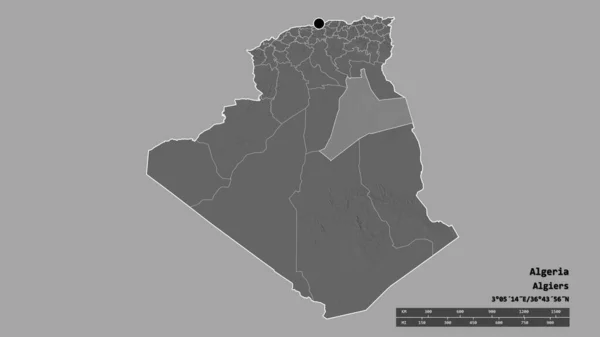 Обесцвеченная Форма Алжира Столицей Главным Региональным Разделением Отделенной Территорией Уарглы — стоковое фото