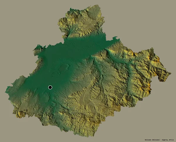 Forme Relizane Province Algérie Avec Capitale Isolée Sur Fond Couleur — Photo