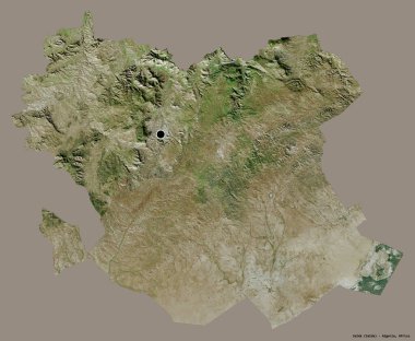 Cezayir 'in Saida eyaleti, başkenti katı bir renk arkaplanı ile izole edilmiştir. Uydu görüntüleri. 3B görüntüleme