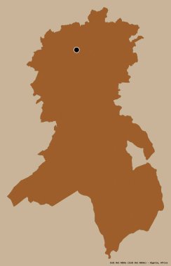 Cezayir 'in başkenti Sidi Bel Abbes' in katı renk arkaplanı ile izole edilmiş hali. Desenli dokuların bileşimi. 3B görüntüleme