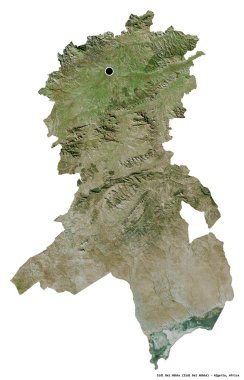 Cezayir 'in başkenti Sidi Bel Abbes' in beyaz arka planda izole edilmiş hali. Uydu görüntüleri. 3B görüntüleme