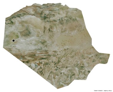 Cezayir 'in Tindouf şehrinin başkenti beyaz arka planda izole edilmiştir. Uydu görüntüleri. 3B görüntüleme