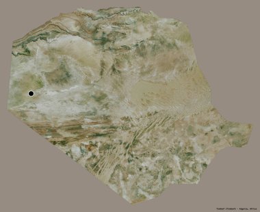 Cezayir 'in Tindouf şehrinin başkenti, koyu renk arka planda izole edilmiştir. Uydu görüntüleri. 3B görüntüleme