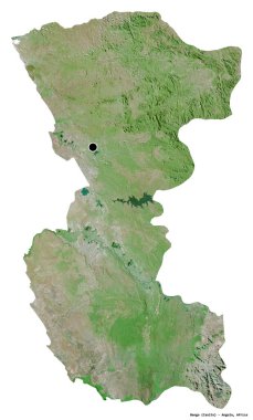 Angola 'nın Bengo eyaleti, başkenti beyaz arka planda izole edilmiştir. Uydu görüntüleri. 3B görüntüleme