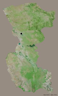 Angola 'nın Bengo eyaleti, başkenti katı renk arkaplanı ile izole edilmiştir. Uydu görüntüleri. 3B görüntüleme