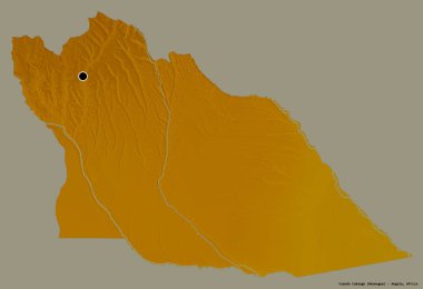 Angola 'nın başkenti Cuando Cubango' nun katı renk arkaplanı ile izole edilmiş şeklidir. Topografik yardım haritası. 3B görüntüleme