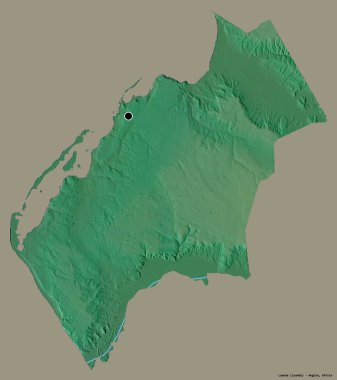 Luanda 'nın şekli, Angola eyaleti, başkenti katı renk arkaplanı ile izole edilmiştir. Topografik yardım haritası. 3B görüntüleme