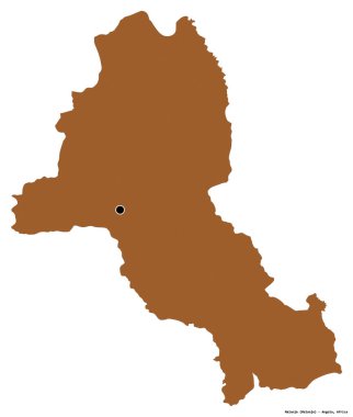 Angola 'nın Malanje eyaleti, başkenti beyaz arka planda izole edilmiştir. Desenli dokuların bileşimi. 3B görüntüleme