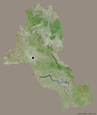 Angola 'nın Malanje eyaleti, başkenti katı renk arkaplanı ile izole edilmiştir. Uydu görüntüleri. 3B görüntüleme