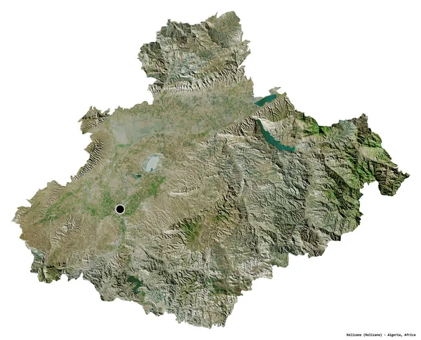 Forme Relizane Province Algérie Avec Capitale Isolée Sur Fond Blanc — Photo