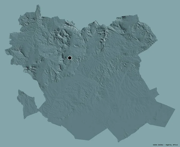 Kształt Saidy Prowincji Algierii Jej Kapitału Izolowane Stałym Tle Koloru — Zdjęcie stockowe