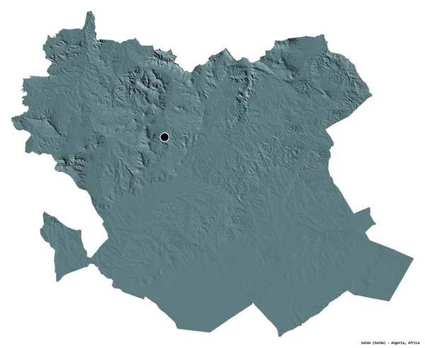 Form Saida Provinsen Algeriet Med Huvudstaden Isolerad Vit Bakgrund Färgad — Stockfoto