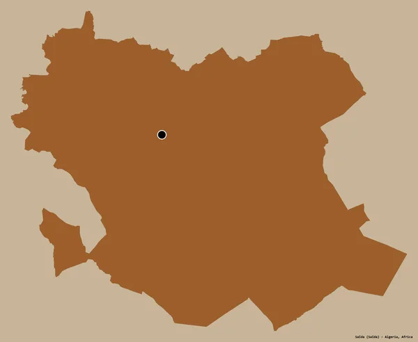 阿尔及利亚赛伊达省的形状 其首都被隔离在纯色的背景下 图形纹理的组成 3D渲染 — 图库照片
