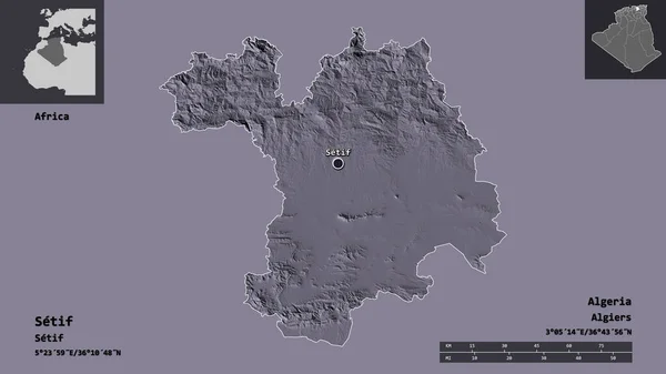 Forma Setif Provincia Argelia Capital Escala Distancia Vistas Previas Etiquetas — Foto de Stock
