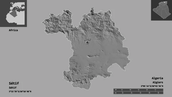 Σχήμα Του Setif Επαρχία Της Αλγερίας Και Την Πρωτεύουσά Της — Φωτογραφία Αρχείου