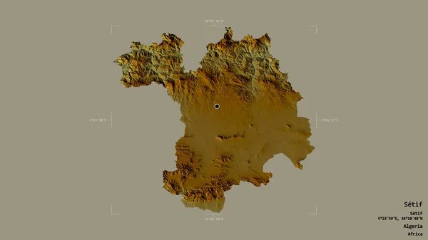 Setif Területe Algéria Tartomány Szilárd Háttérrel Elszigetelve Egy Georeferált Határoló — Stock Fotó