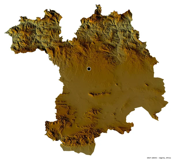 Форма Сетіф Провінція Алжир Столицею Ізольованою Білому Тлі Карта Рельєфу — стокове фото