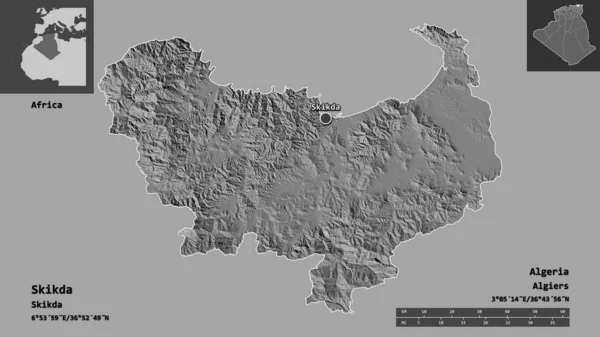Форма Скикды Провинции Алжир Столицы Шкала Расстояний Предварительные Просмотры Метки — стоковое фото
