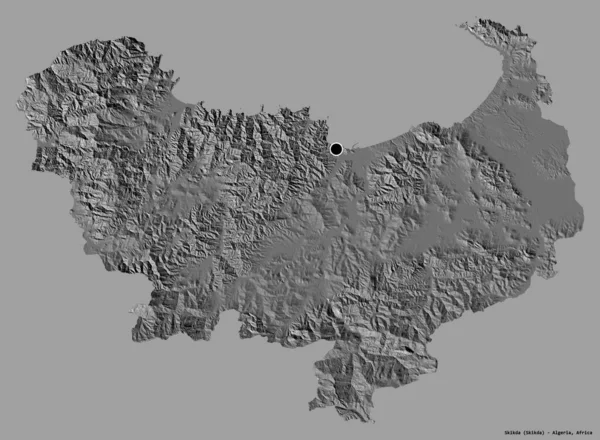 Forma Skikda Provincia Argelia Con Capital Aislada Sobre Fondo Color — Foto de Stock
