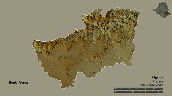 Forma Souk Ahras Provincia Algeria Con Sua Capitale Isolata Uno — Foto Stock