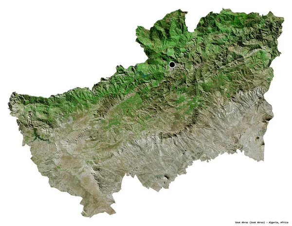Форма Сук Ахраса Провинции Алжир Столицей Изолированной Белом Фоне Спутниковые — стоковое фото