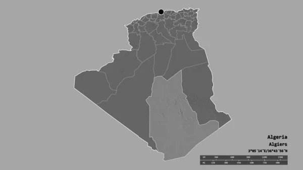 Forma Desolata Dell Algeria Con Suo Capitale Sua Principale Divisione — Foto Stock