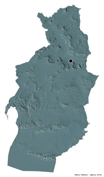 Forma Tebessa Provincia Argelia Con Capital Aislada Sobre Fondo Blanco — Foto de Stock