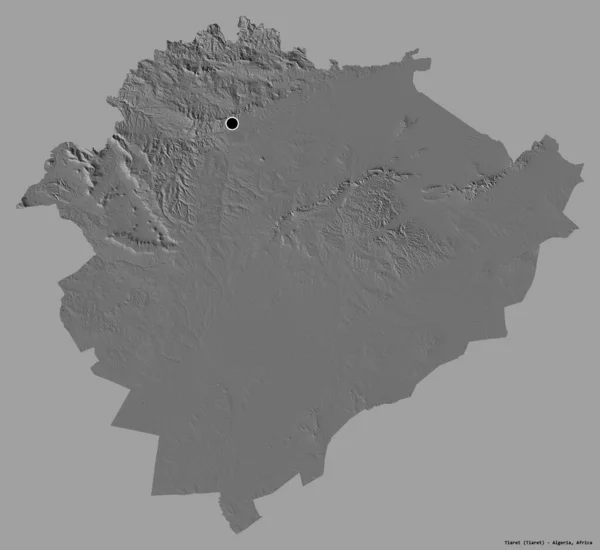 Forma Tiaret Provincia Algeria Con Suo Capoluogo Isolato Fondo Tinta — Foto Stock