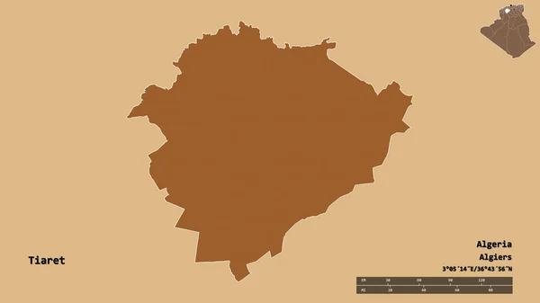 Форма Тіарет Провінція Алжир Столицею Ізольованою Твердому Тлі Масштаб Відстаней — стокове фото