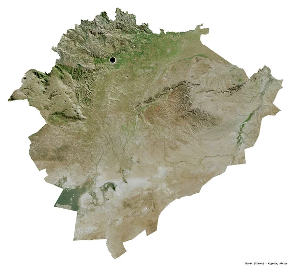 Форма Тіаре Провінція Алжир Столицею Ізольованою Білому Тлі Супутникові Знімки — стокове фото