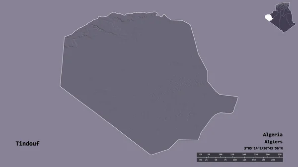 Bentuk Tindouf Provinsi Aljazair Dengan Ibukotanya Terisolasi Dengan Latar Belakang — Stok Foto