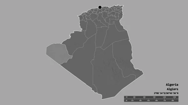 Обесцвеченная Форма Алжира Столицей Главным Региональным Делением Отделенной Территорией Тиндуфа — стоковое фото