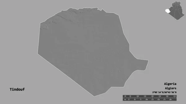 Forma Tindouf Província Argélia Com Sua Capital Isolada Fundo Sólido — Fotografia de Stock