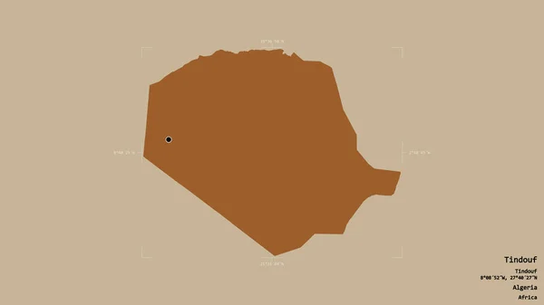 Area Tindouf Province Algeria Isolated Solid Background Georeferenced Bounding Box — Stock Photo, Image