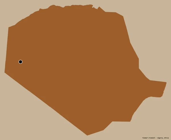 Form Tindouf Provinsen Algeriet Med Sin Huvudstad Isolerad Solid Färg — Stockfoto