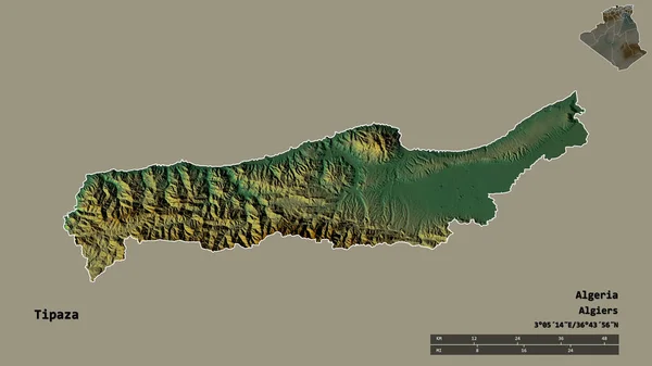 Forma Tipaza Província Argélia Com Sua Capital Isolada Fundo Sólido — Fotografia de Stock