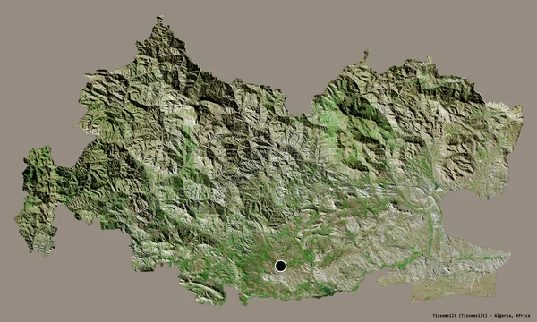 Forma Tissemsilt Provincia Algeria Capitala Izolată Fundal Culoare Solidă Imagini — Fotografie, imagine de stoc