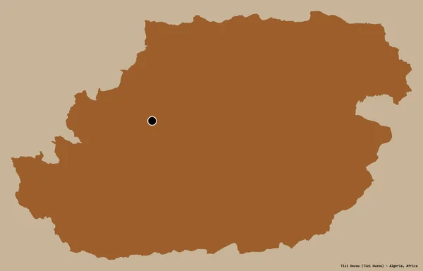アルジェリアの州 Tizi Ouzouの形状は その首都をしっかりとした色の背景に隔離されています パターン化されたテクスチャの構成 3Dレンダリング — ストック写真