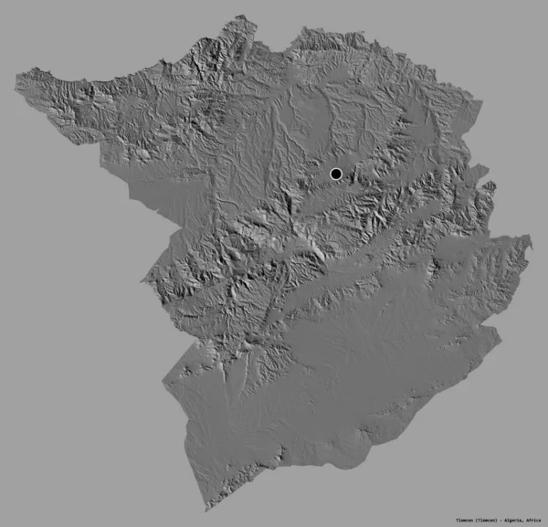 Forma Tlemcen Província Argélia Com Sua Capital Isolada Fundo Cor — Fotografia de Stock