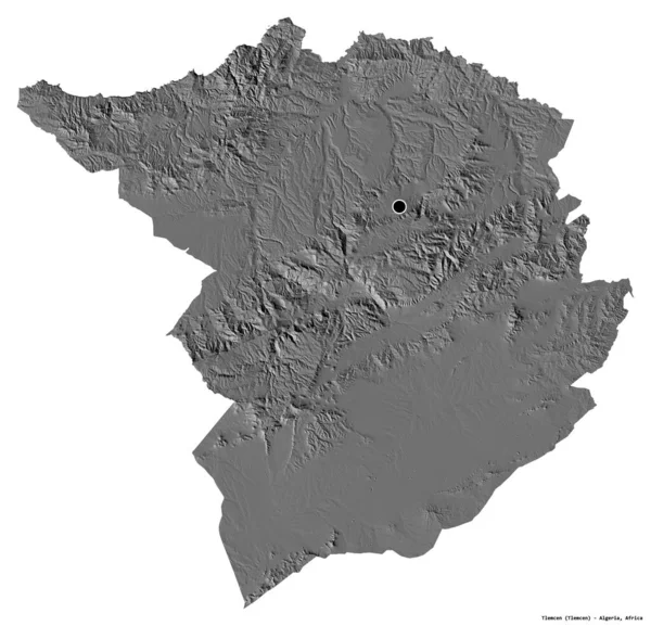 Forma Tlemcen Província Argélia Com Sua Capital Isolada Fundo Branco — Fotografia de Stock