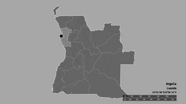 Desaturated Shape Angola Its Capital Main Regional Division Separated Bengo — Stock Photo, Image