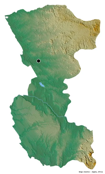 Форма Бенго Провінція Ангола Столицею Ізольованою Білому Тлі Карта Рельєфу — стокове фото