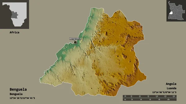 Form Von Benguela Provinz Angola Und Seiner Hauptstadt Entfernungsskala Vorschau — Stockfoto