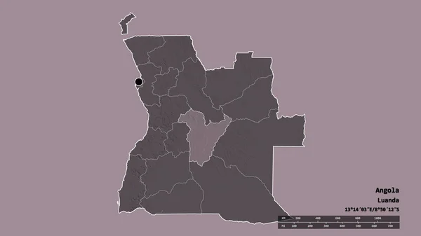 Forma Desnaturalizada Angola Con Capital División Regional Principal Zona Separada — Foto de Stock