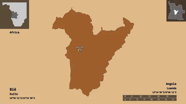 Shape Bie Provinz Angola Und Seine Hauptstadt Entfernungsskala Vorschau Und — Stockfoto