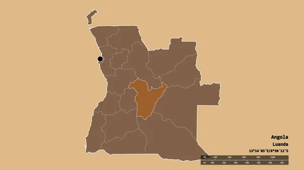Forma Desolata Dell Angola Con Sua Capitale Principale Divisione Regionale — Foto Stock