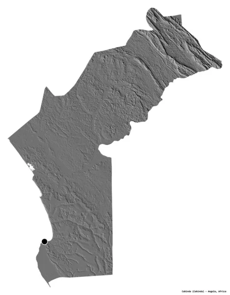 アンゴラの州 カビンダの形で その首都は白い背景に孤立しています 標高マップ 3Dレンダリング — ストック写真