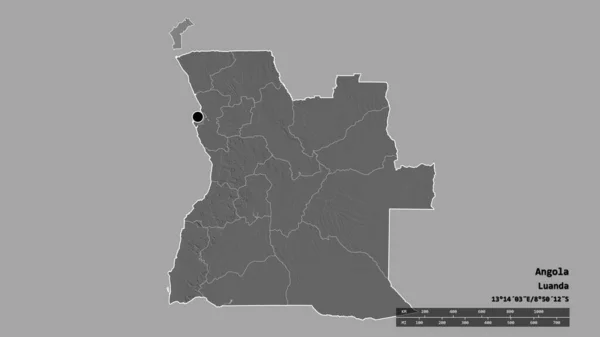 Desaturated Shape Angola Its Capital Main Regional Division Separated Cabinda — Stock Photo, Image